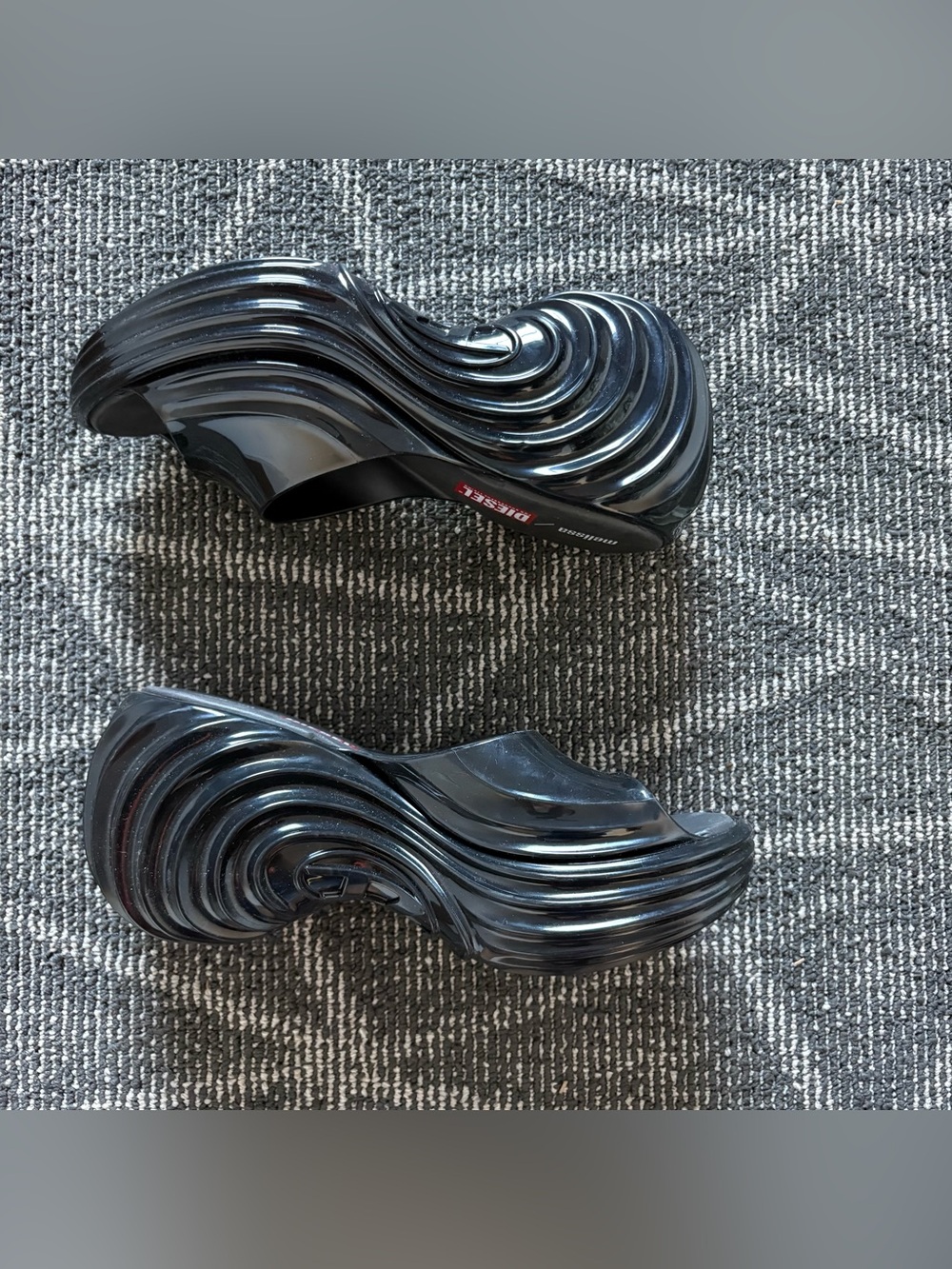 Melissa x Diesel Quantom Platform Wave Slides Size 8 Black